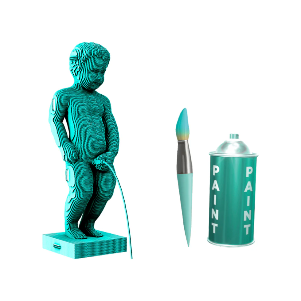 Puzzle 3D Manneken Pis en carton recyclé – Sculpture DIY déco par Cartonic