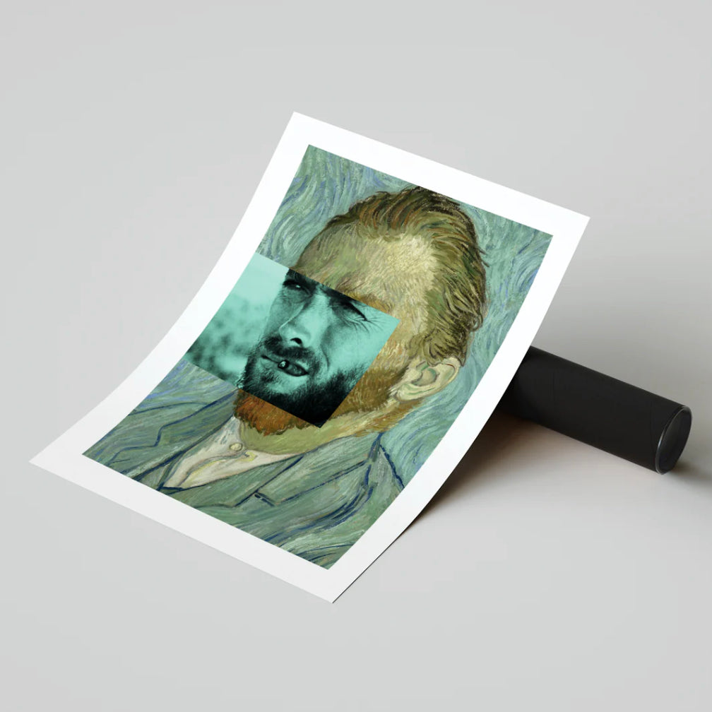 Affiche "Clint in Vincent" – Format 30x40 cm – Portrait mixant Van Gogh et Clint Eastwood