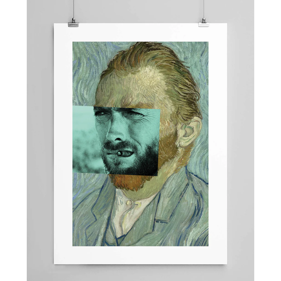 Affiche "Clint in Vincent" – Format 30x40 cm – Portrait mixant Van Gogh et Clint Eastwood