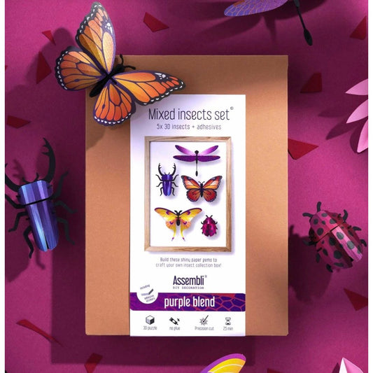 Set d’insectes 3D Purple Blend en papier à assembler de la marque Assembli