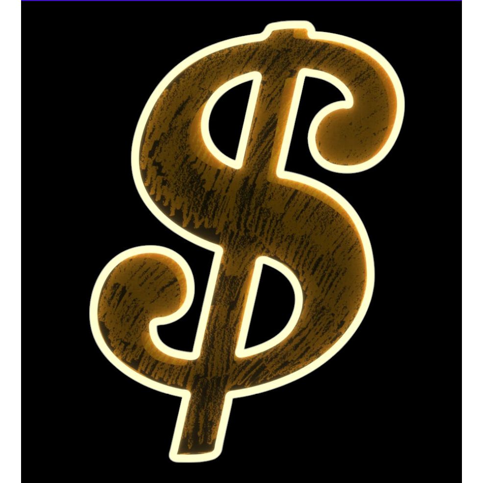 Néon Andy Warhol Dollar Sign – Yellow Pop - Boutique Ømm