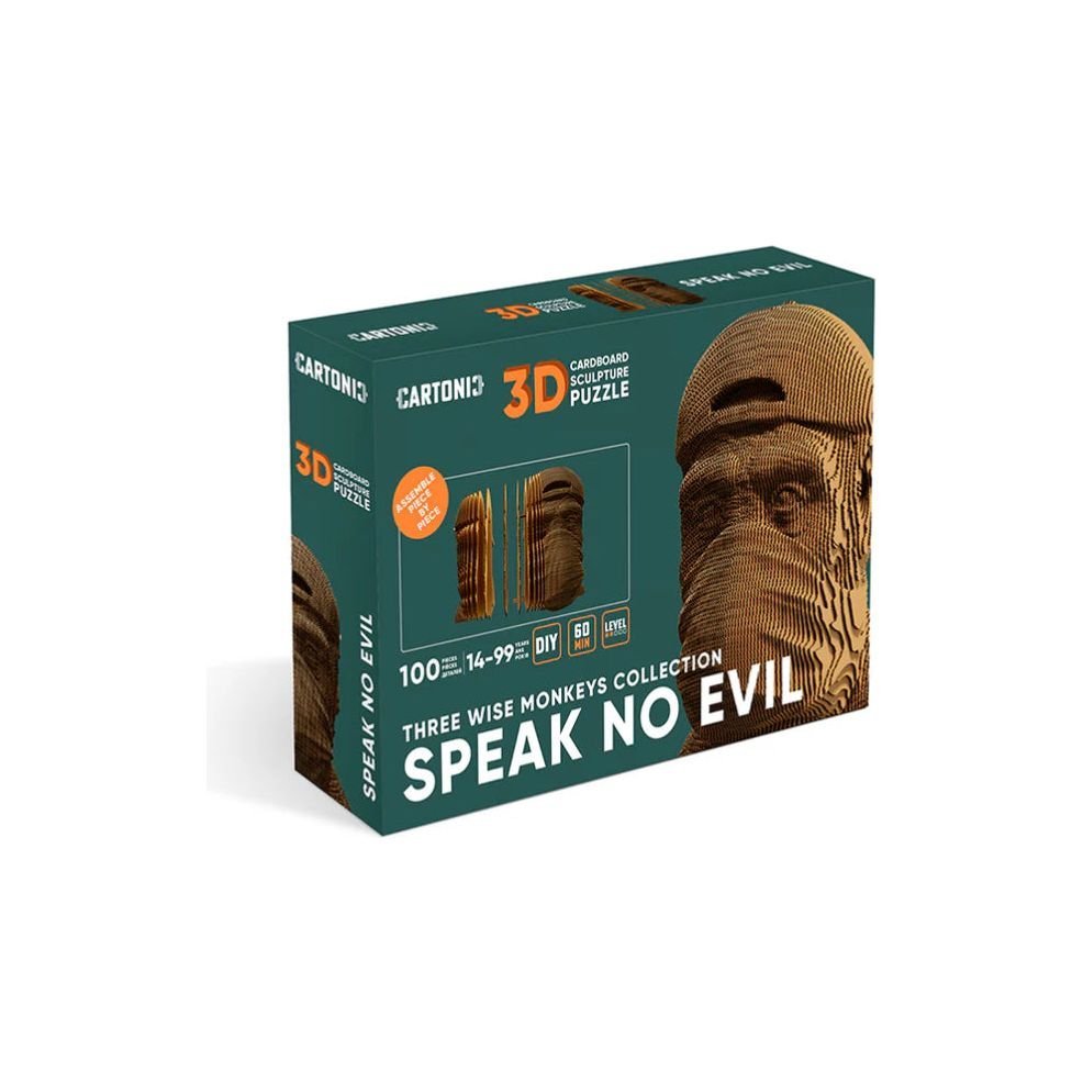 Puzzle 3D en carton "Speak No Evil" – Sculpture à assembler Cartonic - Boutique Ømm