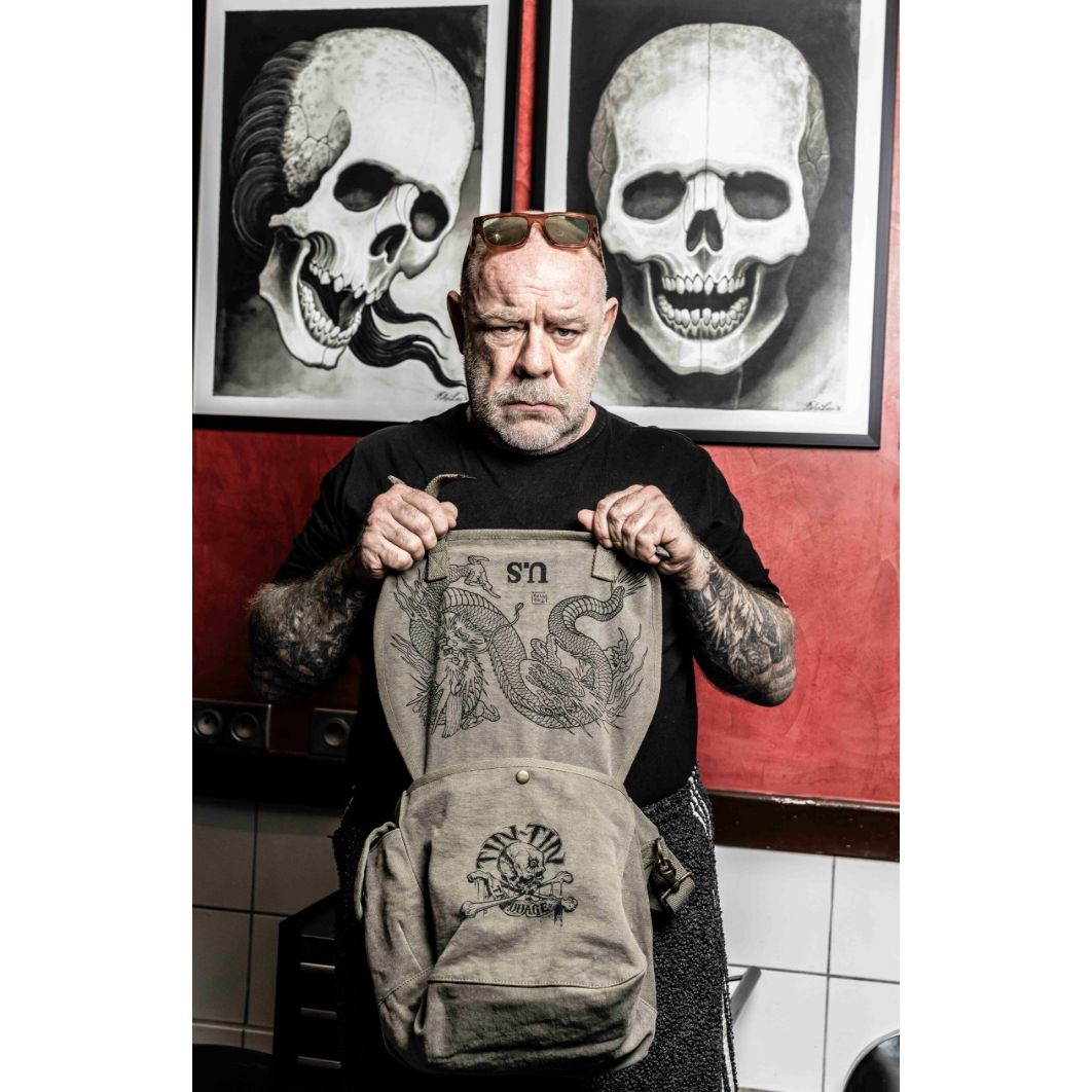 Sac US noir Tin-Tin messenger bag dragon tattoo vintage