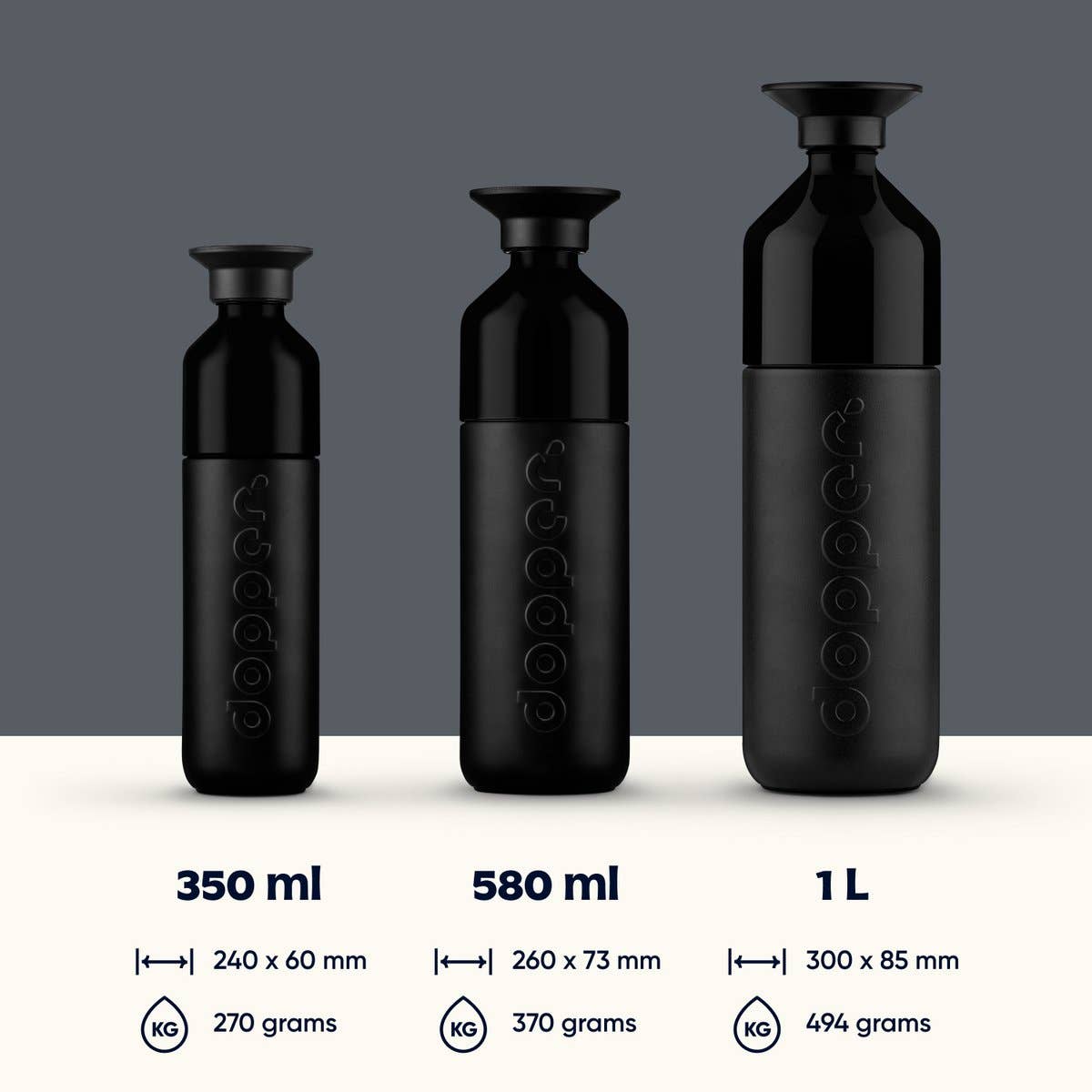 Gourde isotherme Dopper Insulated 580 ml noire en acier inoxydable
