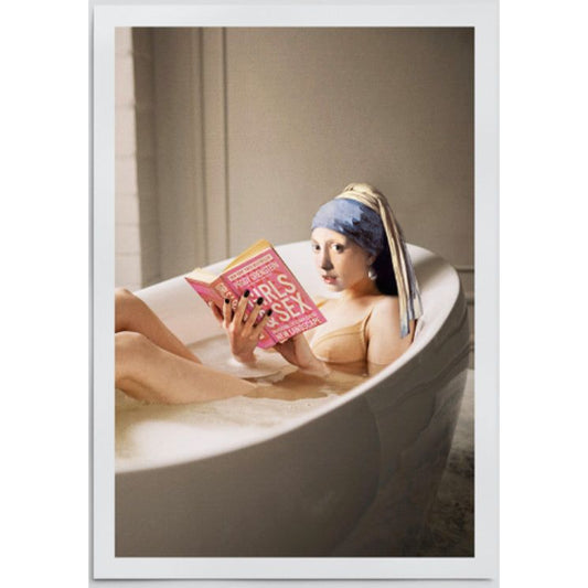 Affiche "Chillin Time" – La Jeune Fille à la perle version pop & féministe