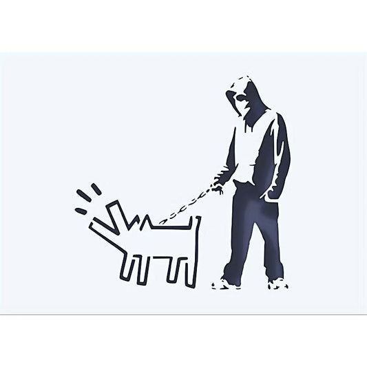 Pochoir Banksy format A4 – plastique souple réutilisable pour décoration street art