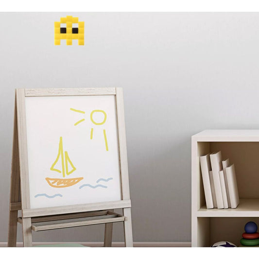 Mosaïque mini Space Invader jaune – tableau déco pixel art en verre Fenel & Arno