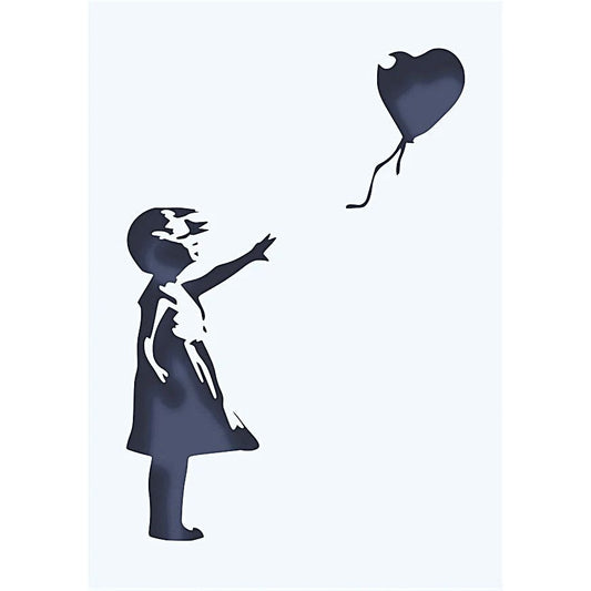 Pochoir Banksy "Girl with Balloon" – modèle A4 en plastique souple réutilisable pour créations street art
