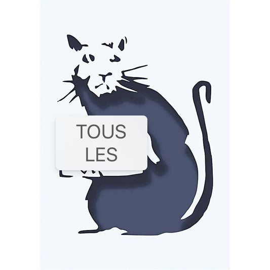 Pochoir Banksy “You Lie” format A4 – plastique souple réutilisable avec rat street art