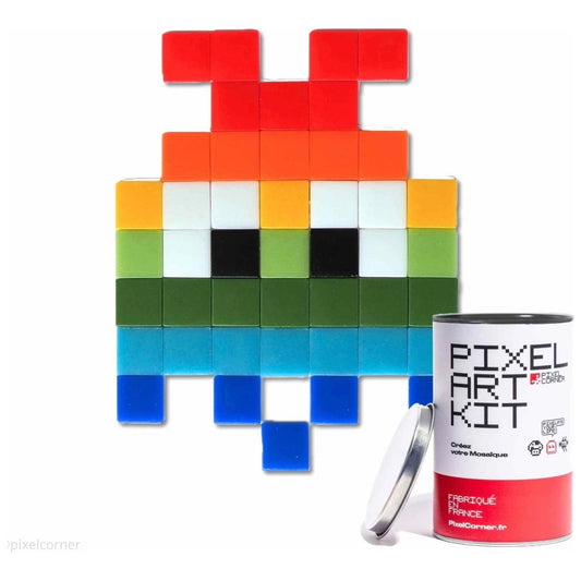 Mosaïque pixel art Rainbow Gloom – kit DIY en carreaux de verre coloré avec boîte Pixel Corner