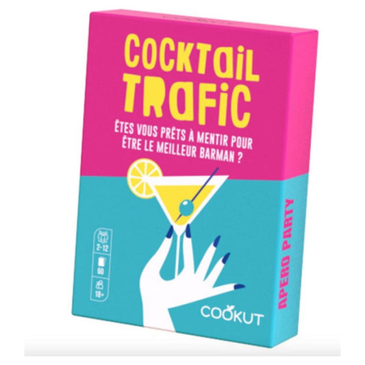 Boîte du jeu de cartes “Cocktail Trafic” de Cookut – Jeu de bluff et apéro pour adultes