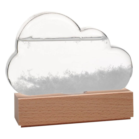 Baromètre nuage en verre sur base bois – Bitten – Objet déco météo design et poétique