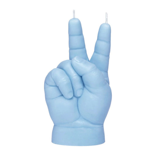 Bougie Candlehand Peace Baby – main de bébé bleue en signe de paix