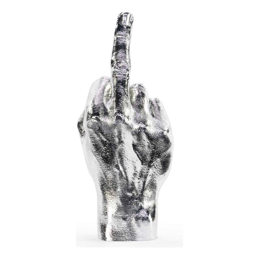 Sculpture Le Doigt argent – main déco chromée provoc – Bitten