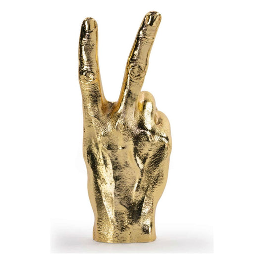 Sculpture main Peace dorée – déco design en résine – Bitten