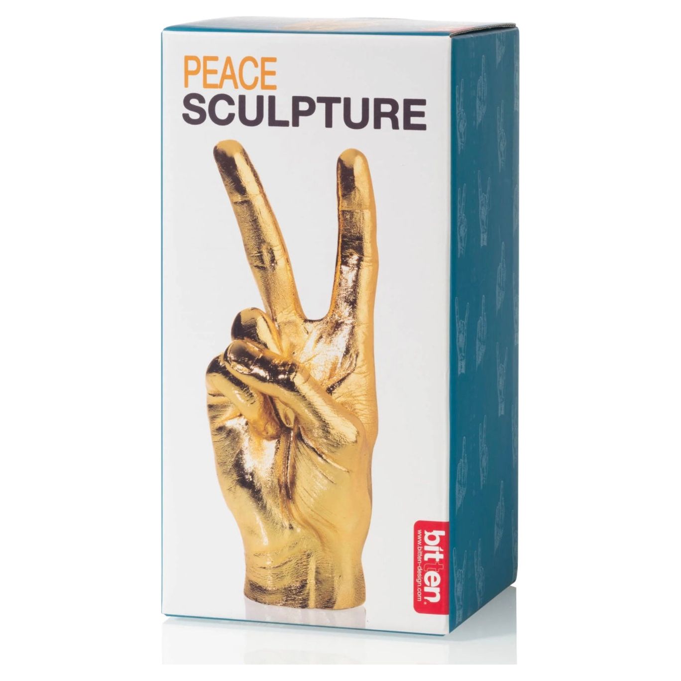 Sculpture main Peace dorée – déco design en résine – Bitten