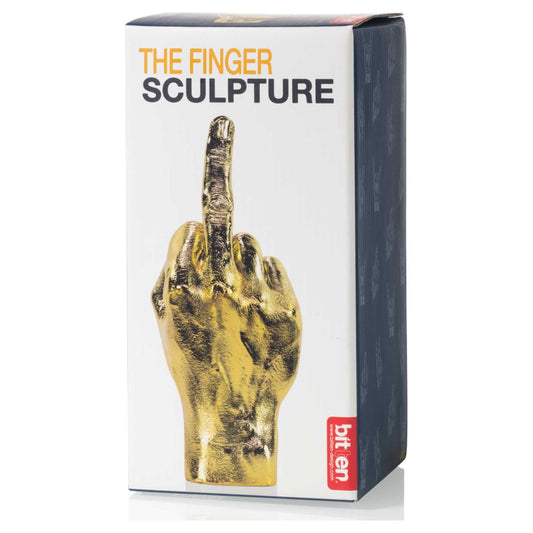 Sculpture Le Doigt doré – main déco or brillante – Bitten