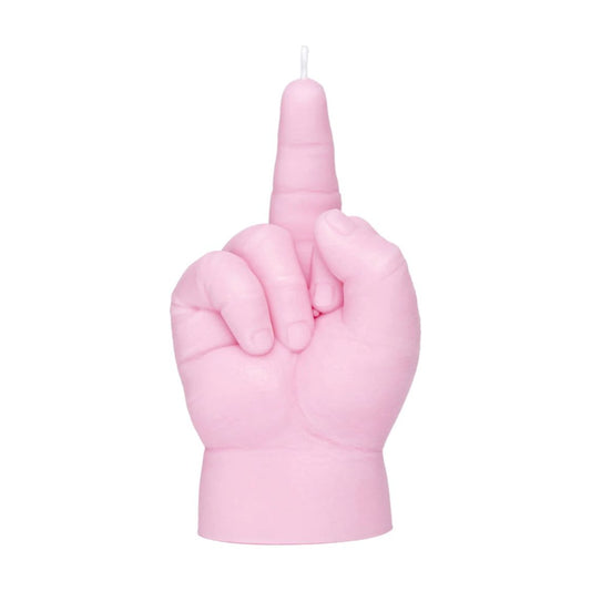 Bougie Candlehand F*ck You Baby rose en forme de main de bébé faisant un doigt d'honneur