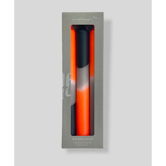 Set de 3 bougies longues Dip Dye fluo orange, noir et gris – Ka Te