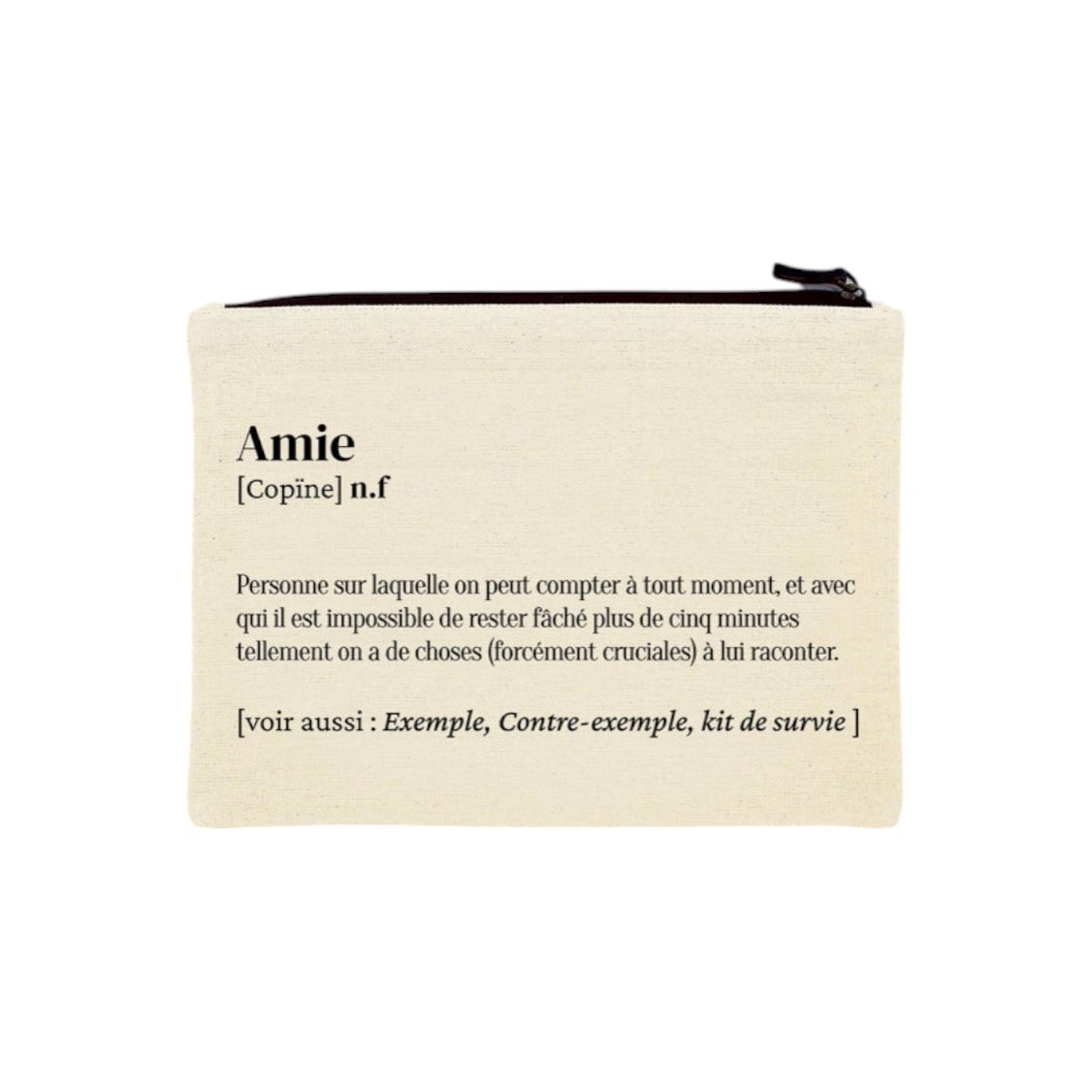 Trousse écrue "Amie" avec définition humoristique imprimée – Family Impact Stories