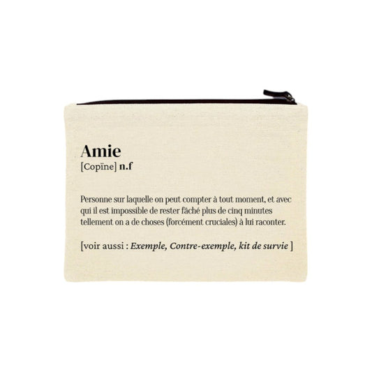 Trousse écrue "Amie" avec définition humoristique imprimée – Family Impact Stories