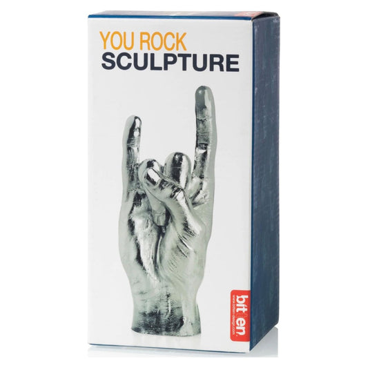 Boîte de la sculpture déco main "You Rock" métallique argentée – Bitten Design