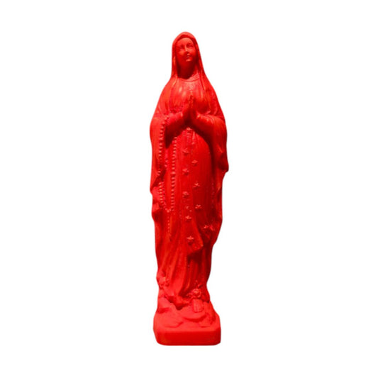 Statue Vierge de Lourdes orange fluo, déco kitsch et décalée de la marque Sapristi Store