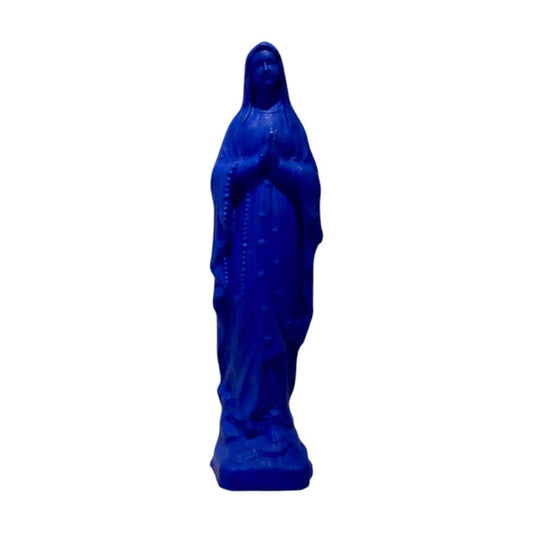 Statue Vierge Lourdes bleu vif 12 cm, déco pop en plastique et mortier – Sapristi Store