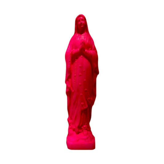 Statue Vierge Lourdes rose fluo 12 cm, déco pop en plastique et mortier – Sapristi Store

