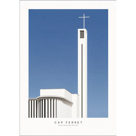 Affiche “Cap Ferret” 30x40 cm par Thomas Cantoni – église Notre-Dame des Flots – édition Image Republic