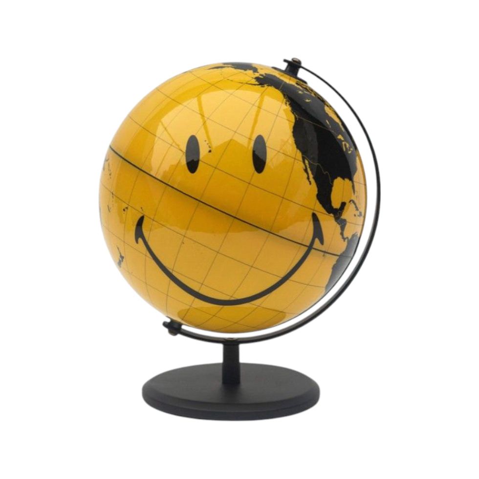 Globe terrestre jaune avec smiley noir – Suck UK x Smiley Originals