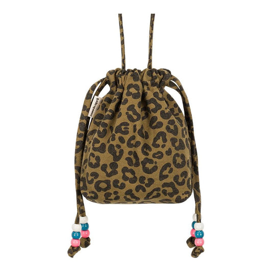 sac Billie Rose in April Graou Olive porté en bandoulière, imprimé léopard vert