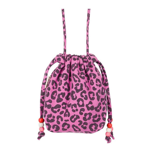 sac Billie Rose in April Graou Orchidée porté, imprimé léopard rose vif