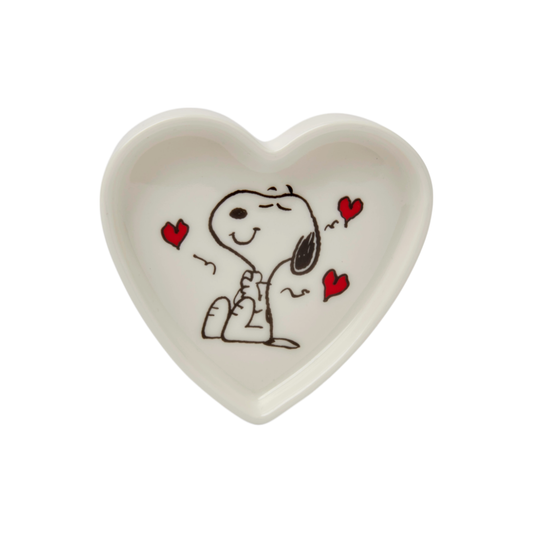 Plat à bibelots cœur Peanuts Snoopy "Love" en céramique avec packaging rose
