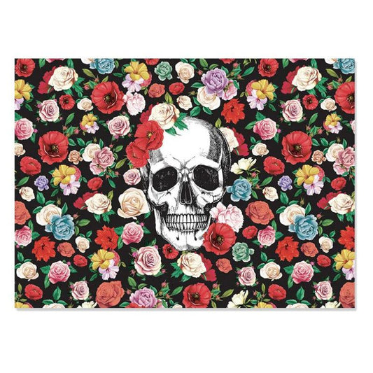 Set de table en vinyle Podevache Flower Tattoo, crâne et fleurs colorées