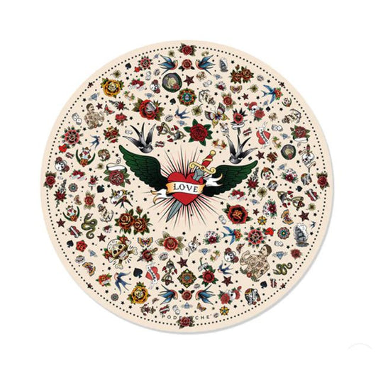 Set de table rond en vinyle Podevache Tattoo, motif old school