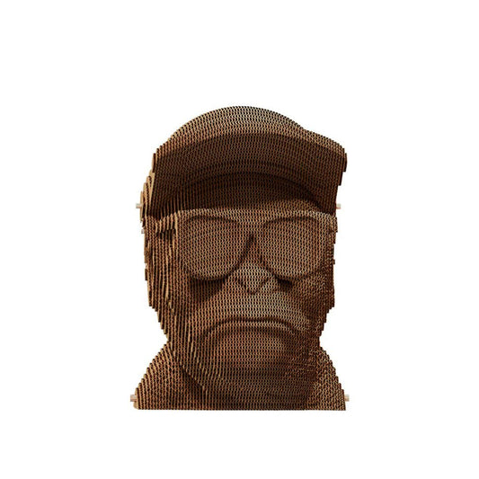 Puzzle 3D "See No Evil" – Sculpture singe avec casquette et lunettes en carton recyclé – Cartonic