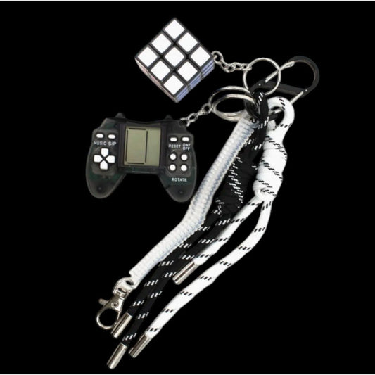 Grigri de sac avec manette noire Tetris fonctionnelle et cube rotatif