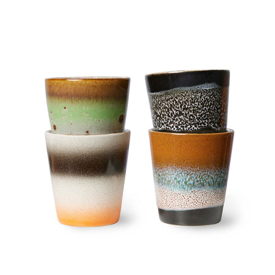 Set de 4 mugs ristretto "Good Vibes" en céramique colorée – HKliving