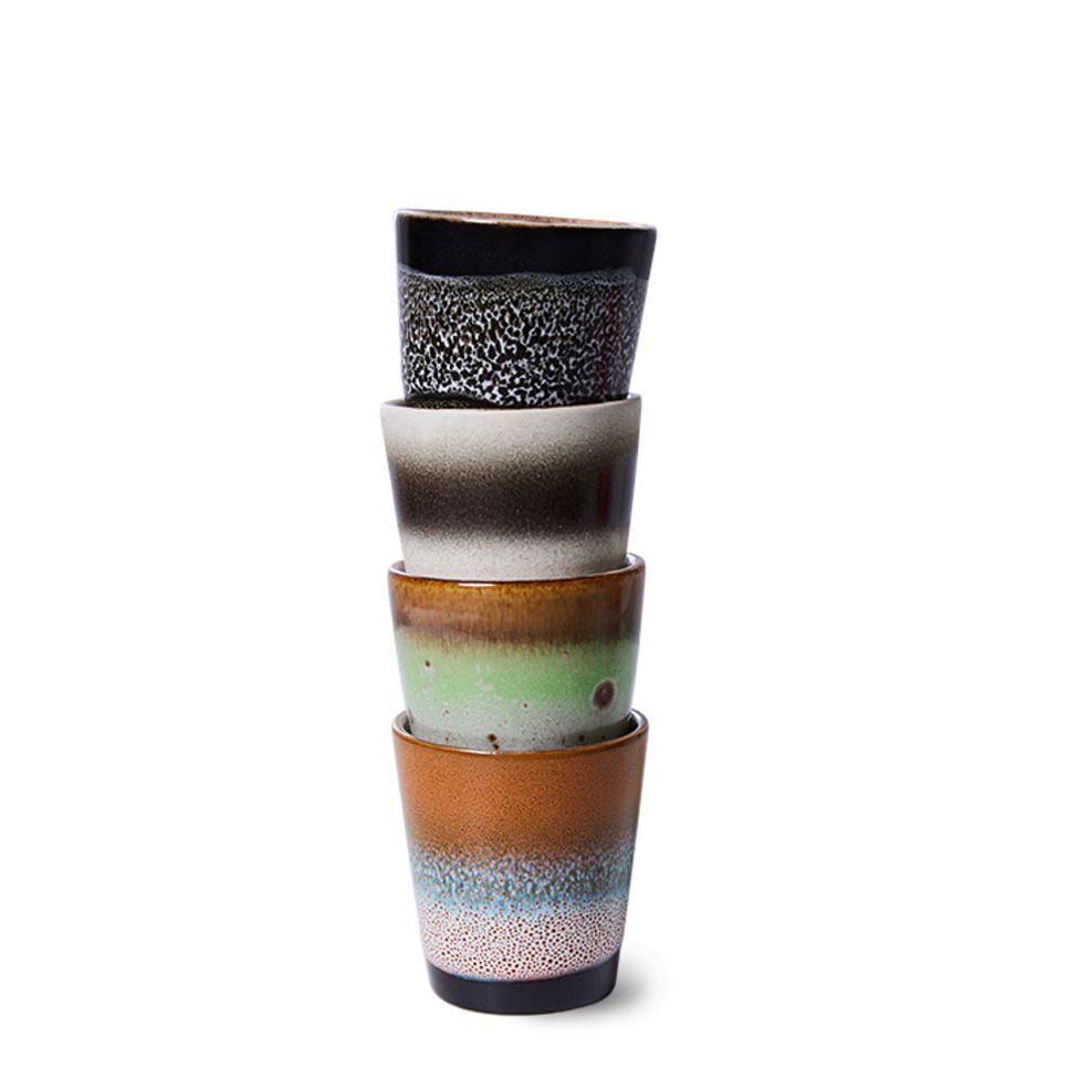 Set de 4 mugs ristretto "Good Vibes" en céramique colorée – HKliving