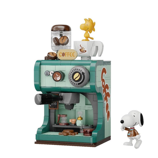 Pantasy x Peanuts – Machine à café Snoopy rétro à construire avec figurines Snoopy et Woodstock