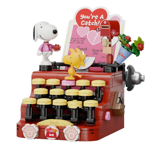 Pantasy x Peanuts – Machine à écrire Snoopy rétro à construire avec figurines Snoopy et Woodstock