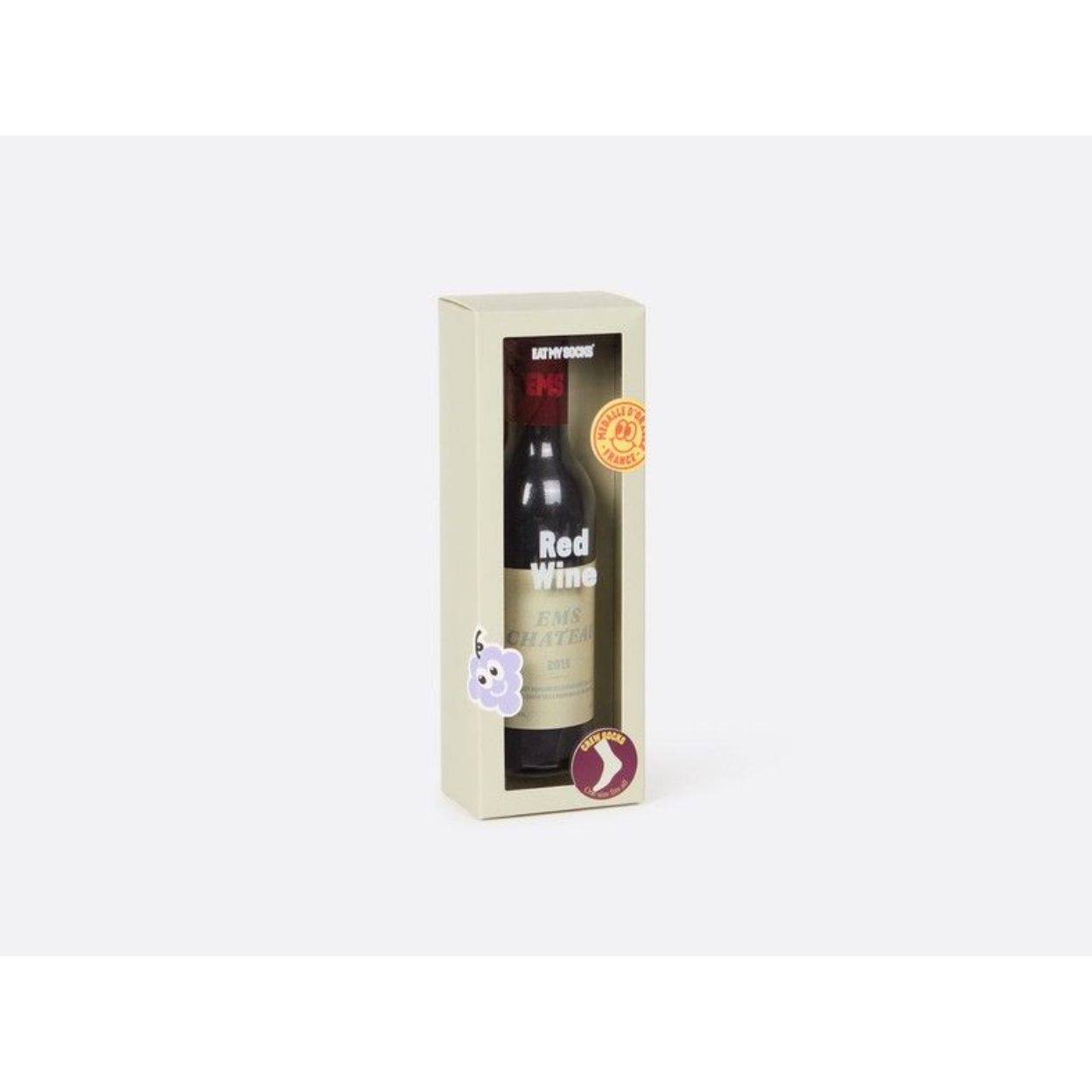 Chaussettes Eat My Socks – modèle Wine Red, packaging bouteille de vin