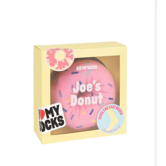 Chaussettes Eat My Socks – modèle Joe’s Donut, packaging donut gourmand