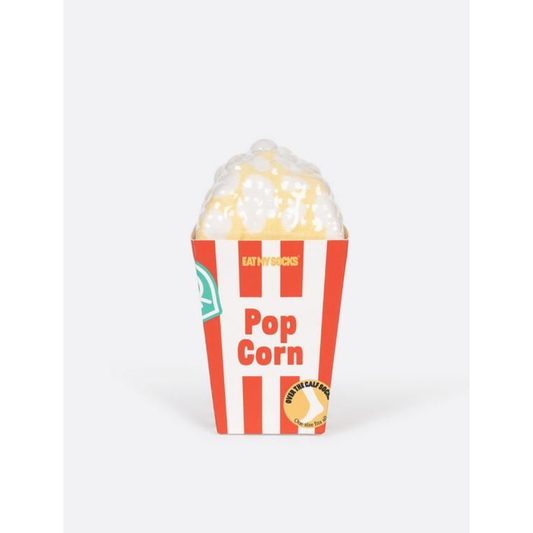 Chaussettes Eat My Socks – modèle Pop Corn, packaging boîte de cinéma