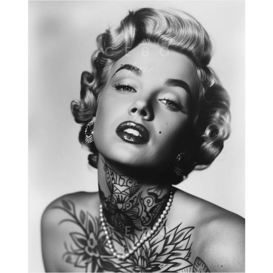 Affiche "Combat de Marilyn" – Cebo Galerie, portrait noir & blanc avec gants de boxe rose