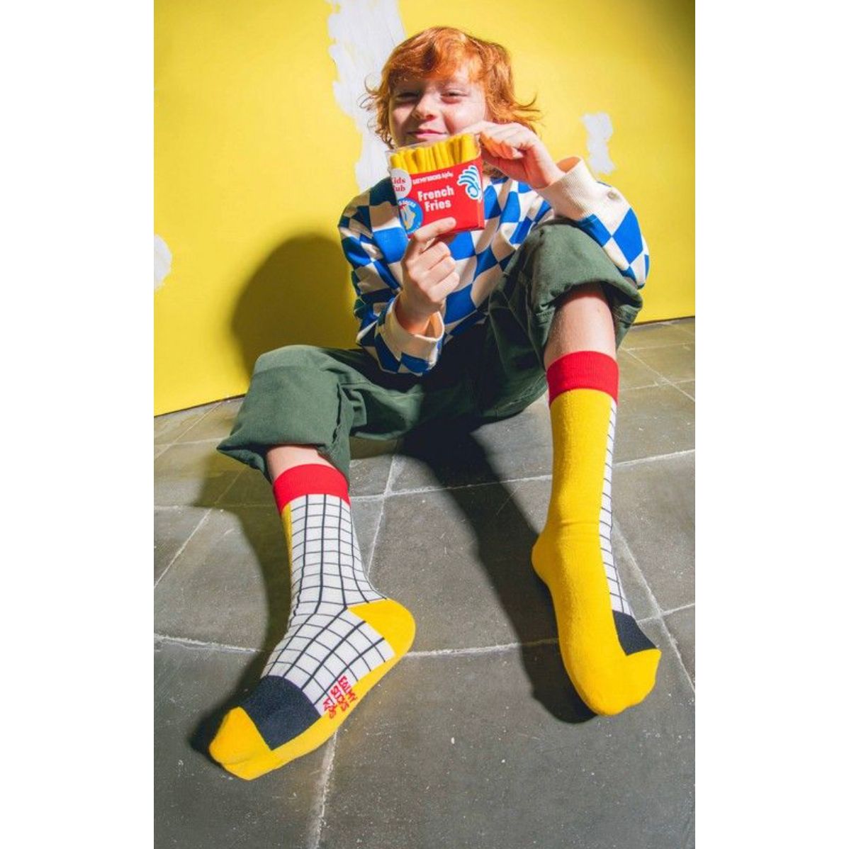 Chaussettes "French Fries" Kids – Eat My Socks en barquette trompe-l’œil