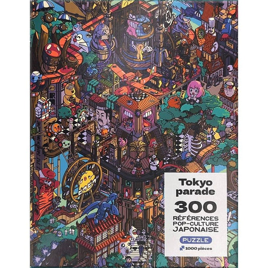 Puzzle "Tokyo Parade" Paiheme Studio – illustration pop culture japonaise avec 300 références manga et anime, puzzle 1000 pièces coloré