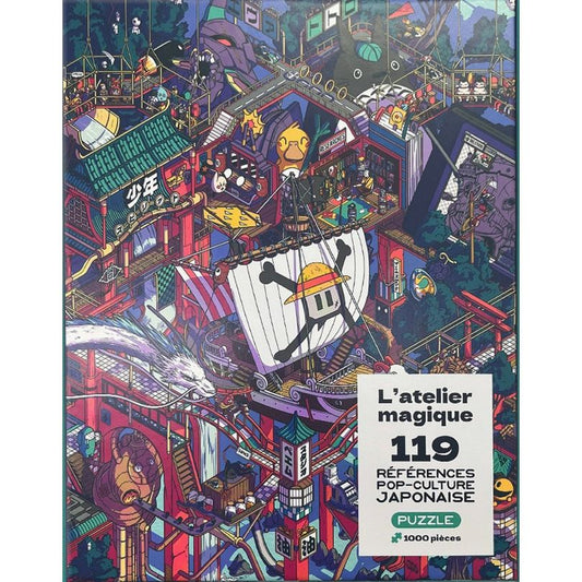Puzzle "L’Atelier Magique" Paiheme Studio – univers pop culture japonaise avec 119 références d’anime et manga, puzzle 1000 pièces coloré