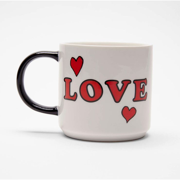 Mug Peanuts "Love" Magpie – Snoopy et Woodstock s’enlaçant, céramique blanche, anse noire.